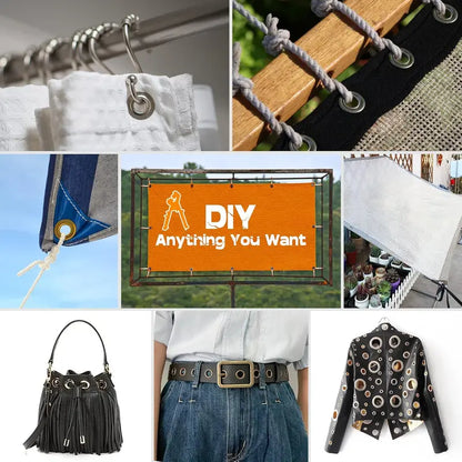 Kit de herramientas para ojales NEU MASTER de 3/8 de pulgada. Incluye 500 ojales, alicates para ojales, kit manual, perforadora, prensa para ojales de 10 mm para tela, lonas y cuero. Mango ergonómico de metal con mecanismo de doble palanca.