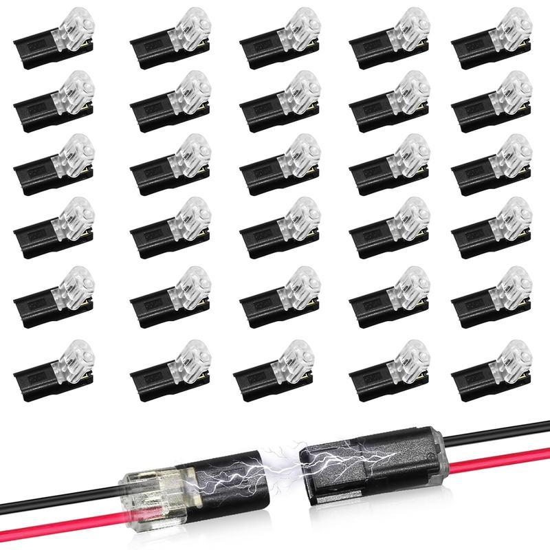 Conector de doble cable para tiras LED de 2 pines, conector de cable de bajo voltaje con hebilla de bloqueo, conectores LED de conexión rápida para tiras LED-YY