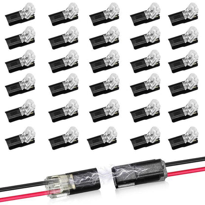 Conector de doble cable para tiras LED de 2 pines, conector de cable de bajo voltaje con hebilla de bloqueo, conectores LED de conexión rápida para tiras LED-YY