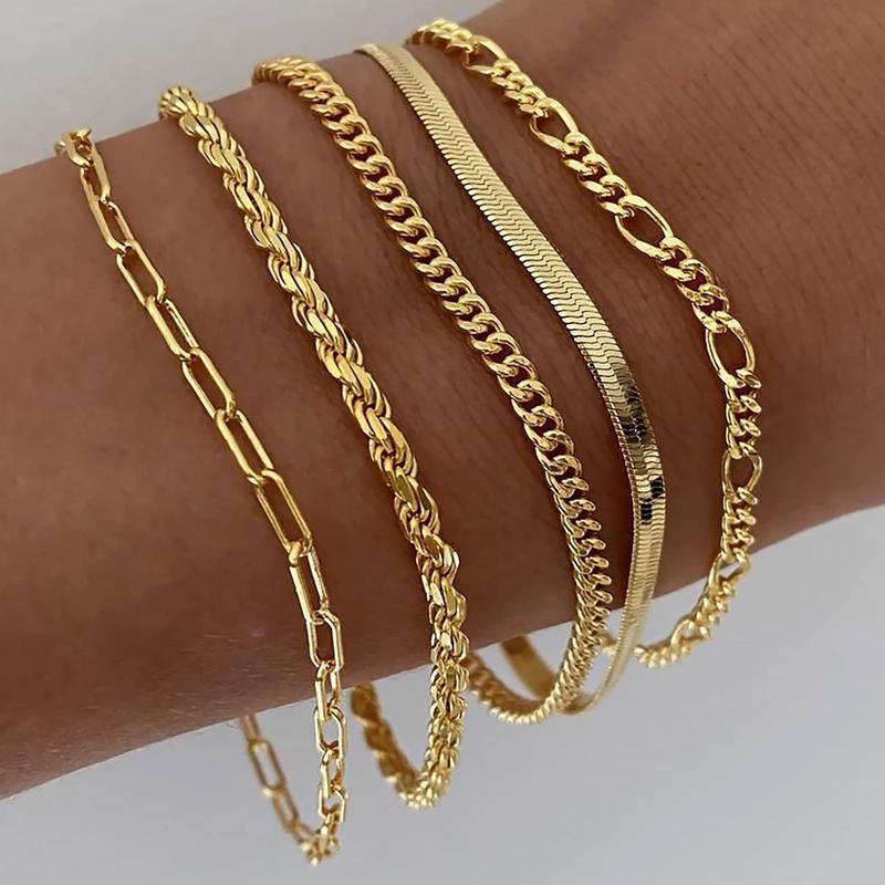 Pulseras Tewiky para mujer, conjuntos de joyas para mujer, pulseras de cadena con clip de papel, finas, apilables y de eslabones cubanos, accesorios de moda, regalos para mujer, joyería maximalista.