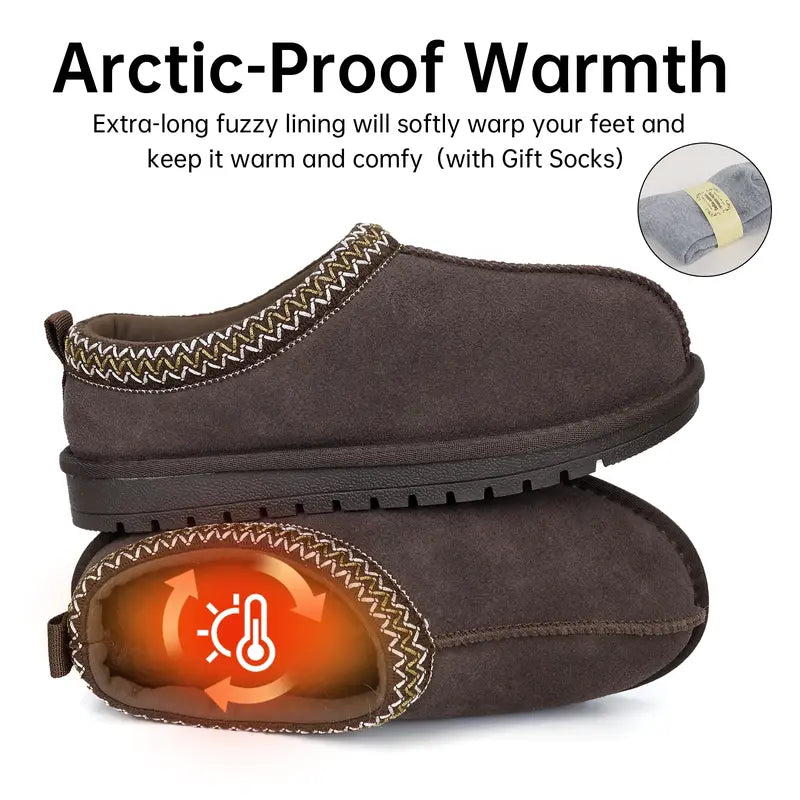 Zapatillas de ante trenzadas para mujer, para exteriores, con plataforma, forro de piel esponjosa, botines cortos para otoño e invierno, zapatos cálidos para caminar