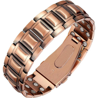 Pulsera de cobre Jecanori para hombre, brazalete único con cierre plegable, herramienta de ajuste y caja de regalo.