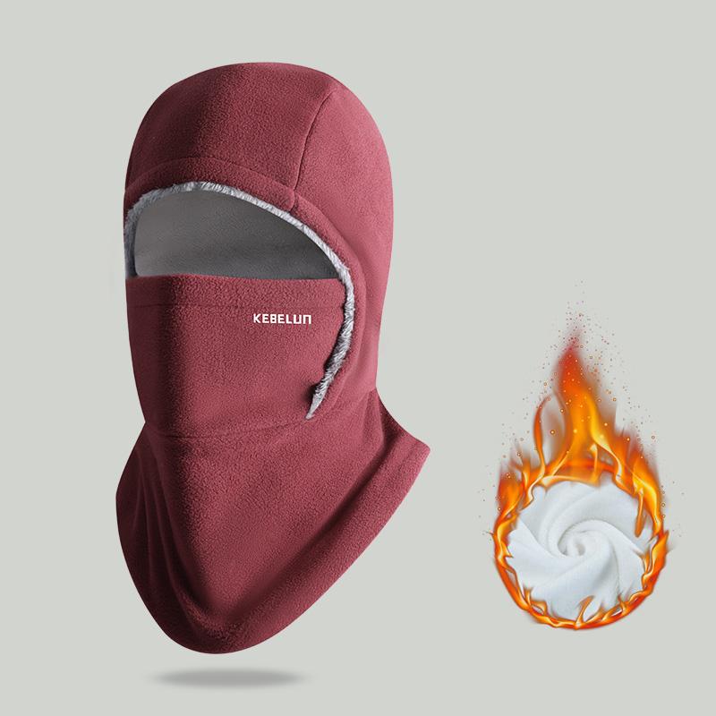 Gorro y mascarilla 2 en 1 para invierno - Resistente al viento, forro polar grueso para ciclismo, correr y esquiar, lavable a máquina, negro