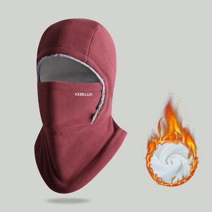 Gorro y mascarilla 2 en 1 para invierno - Resistente al viento, forro polar grueso para ciclismo, correr y esquiar, lavable a máquina, negro