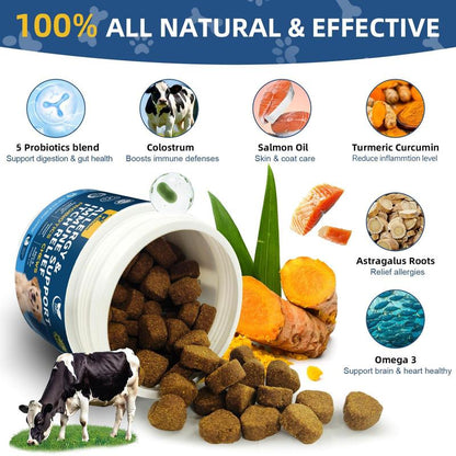 Apoyo Inmunológico para Perros con Colostro y Aceite de Pescado