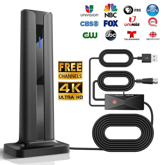 Antena de TV para Smart TV de interior, antenas HDTV de interior amplificadas digitales con base magnética fuerte de 3 m para Smart TV, fácil instalación, recepción de 360° y largo alcance, recepción para canales locales, compatible con 4K 1080P