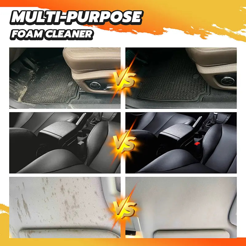 Potente limpiador en espuma para interiores de autos. Limpia asientos de cuero, superficies de plástico y techos. Para el cuidado y detallado automotriz. 295 ml (10 onzas líquidas).