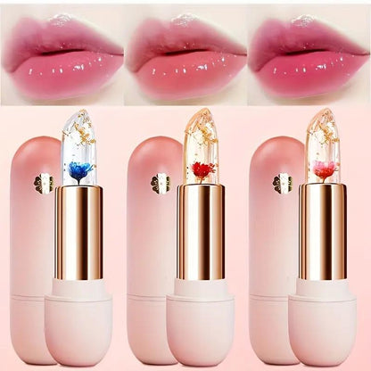3 piezas - Set de labiales con pétalos transparentes
