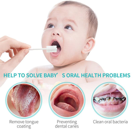 Limpiador de lengua dearlomum, cepillo de dientes para recién nacidos, 30 unidades, cepillo de dientes desechable para bebés, gasa limpiadora de encías, barritas de limpieza bucal, alternativa a la pasta de dientes para el cuidado bucal del bebé