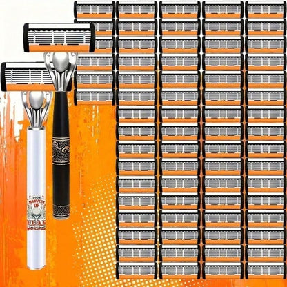 Maquinilla de Afeitar Clásica - 72 Cuchillas y 2 Mangos