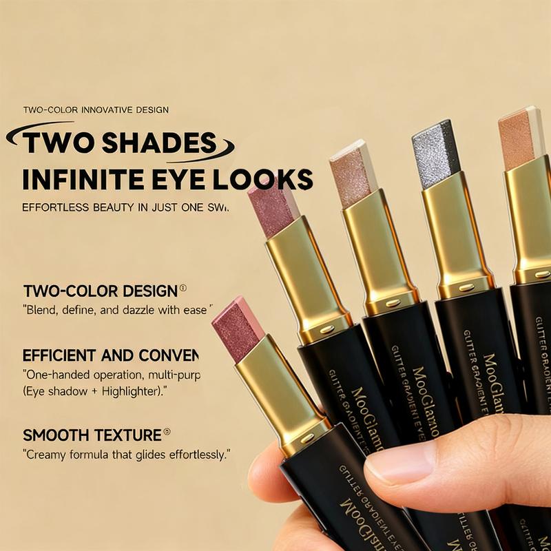 Barra de maquillaje para ojos mate, bicolor, resistente al agua y de larga duración