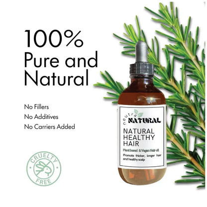 Aceite para el crecimiento del cabello con fórmula limpia NEUTRA NATURAL con romero, anís, café, clavo de olor, oliva, ricino, canela y aceite de árbol de té. Ingredientes totalmente naturales.
