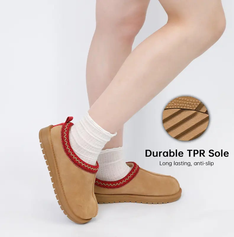 Zapatillas de ante trenzadas para mujer, para exteriores, con plataforma, forro de piel esponjosa, botines cortos para otoño e invierno, zapatos cálidos para caminar