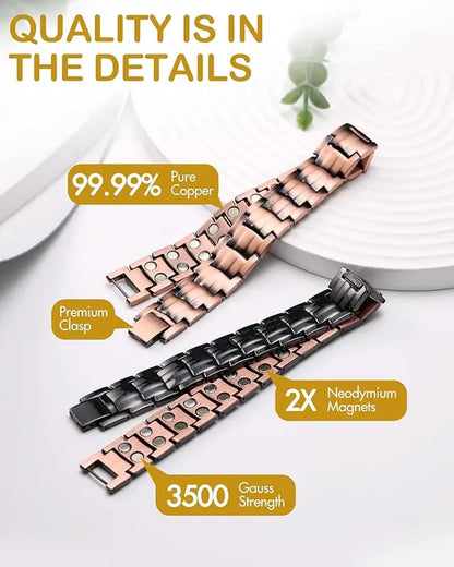 Pulsera de cobre Feraco para hombre: pulseras magnéticas de cobre puro al 99,99 %. Regalo con herramienta de ajuste de tamaño. Joyería magnética, durabilidad para exteriores.