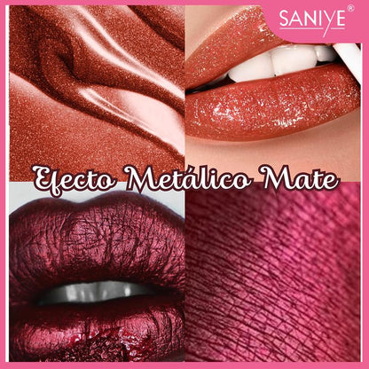 Labial Líquido Brillo Duradero con Glitter Alta Pigmentación