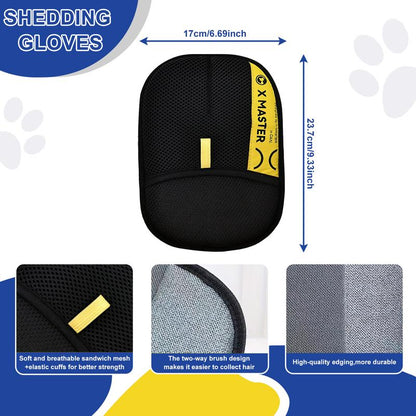 Guantes electrostáticos reutilizables para quitar el pelo de mascotas – Guante de aseo de doble cara para gatos y perros | Guante suave para quitar el pelo suelto de muebles, ropa, coche, alfombras y ropa de cama (sin pilas)