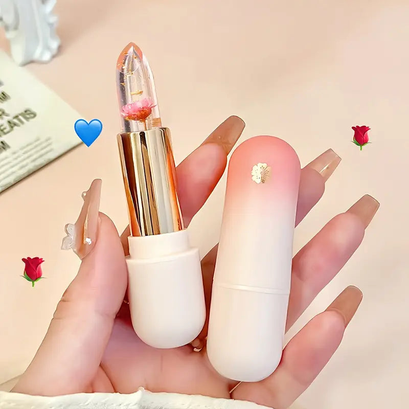 3 piezas - Set de labiales con pétalos transparentes