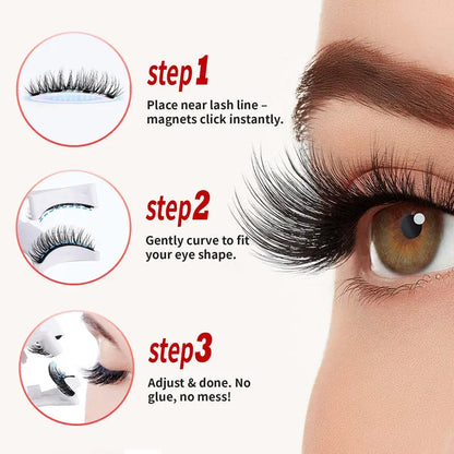 Set de pestañas magnéticas - Rizador de pestañas con kit para cejas, pestañas postizas con aplicador, extensiones de pestañas sin pegamento, resistentes al agua y ligeras