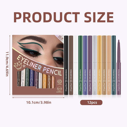 Colores Resistentes Set de 12 Lápices Delineadores de Ojos Impermeables