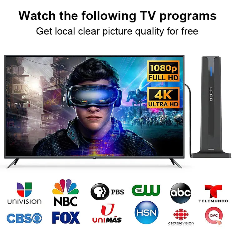 Antena de TV para Smart TV de interior, antenas HDTV de interior amplificadas digitales con base magnética fuerte de 3 m para Smart TV, fácil instalación, recepción de 360° y largo alcance, recepción para canales locales, compatible con 4K 1080P