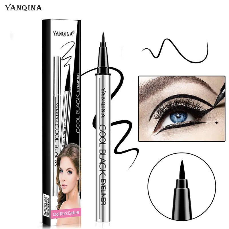 Color Negro – Delineador de Ojos de Larga Duración YANQINA – Waterproof, Vegano y de Aplicación Suave (24h)