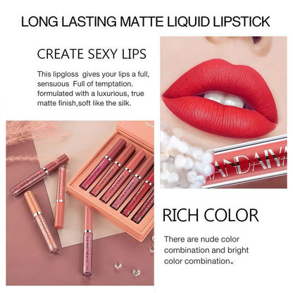 Set de 6 labiales líquidos mate de larga duración