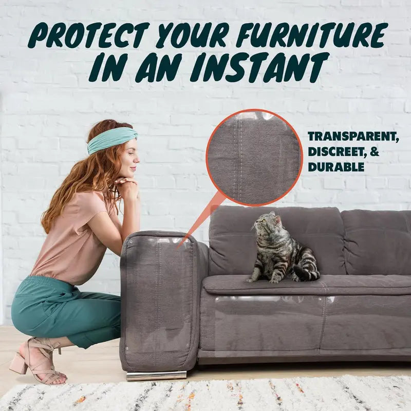 AISOON Paquete de 12 protectores antiarañazos de gato para muebles y sofás: resistentes, fáciles de aplicar, protegen las esquinas del sofá, paredes y puertas de arañazos y ofrecen protección adicional. Incluye 50 pines giratorios.