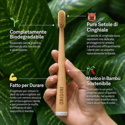 Cepillos de dientes de bambú y cerdas de jabalí – Pack de 4
