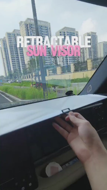 Protección térmica para parabrisas con visera parasol retráctil y soporte multifuncional para bloquear los rayos UV - Accesorios para coche: parasol plegable para ventanas
