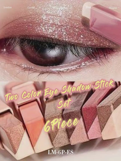 6 unidades - Sombra de ojos en barra de dos colores